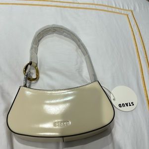 Staud beige/cream two tone handle pocketbook